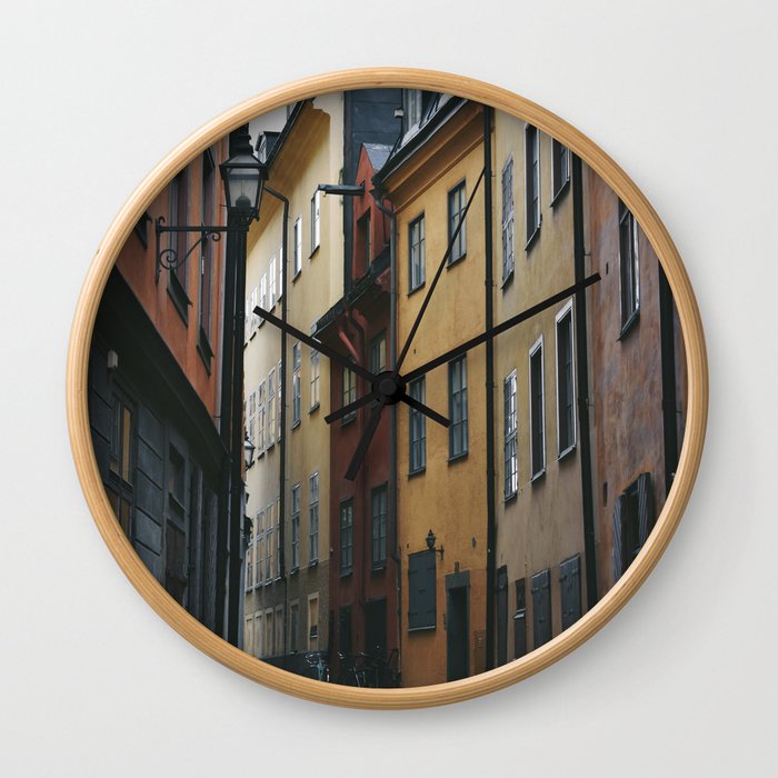 Street in Gamla Stan , Stockholm Sweden Wall Clock
