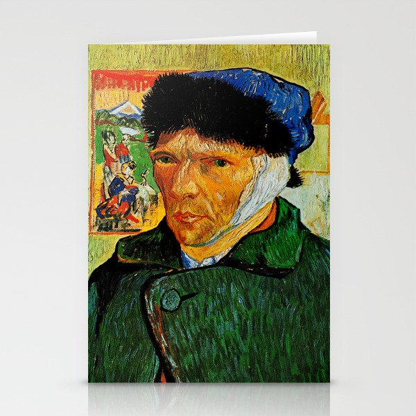 Van Gogh, Self-Portrait with Bandaged Ear and Pipe  – Van Gogh,Vincent Van Gogh,impressionist,post-i Stationery Cards