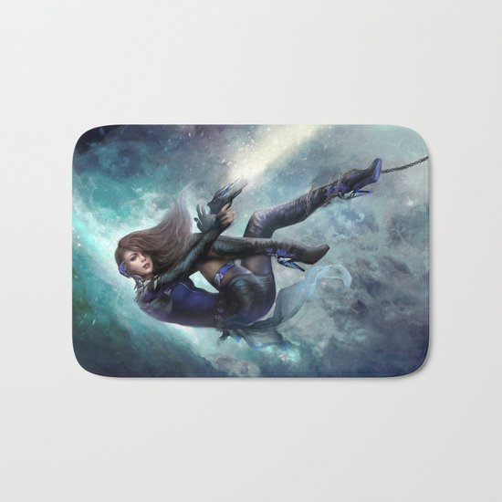 Espionage 101 - Futuristic sci-fi girl spy Bath Mat