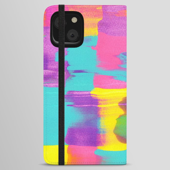 Neon Sunset Paint Smear iPhone Wallet Case