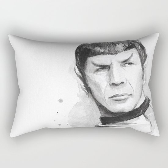 Spock Portrait Watercolor Sci-fi Geek Art Rectangular Pillow