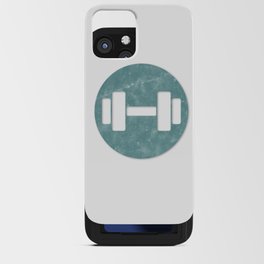 Dumbbell weights vintage blue circle iPhone Card Case