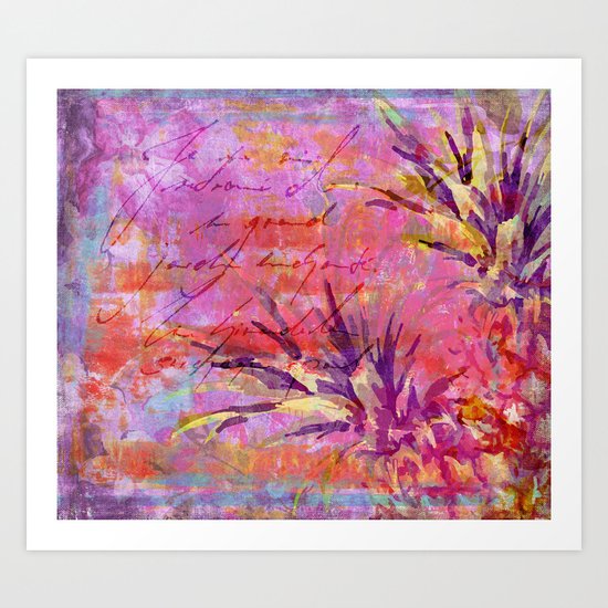 Pineappel tropical fruit colorful illustration Art Print