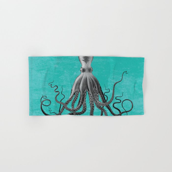 Teal, Giant Octopus Poster, Octopus Art Print, Lord Bodner's Octopus, Lord Bodner Octopus, Nautical Octopus, Giant Octopus Poster, Nautical Art Hand & Bath Towel