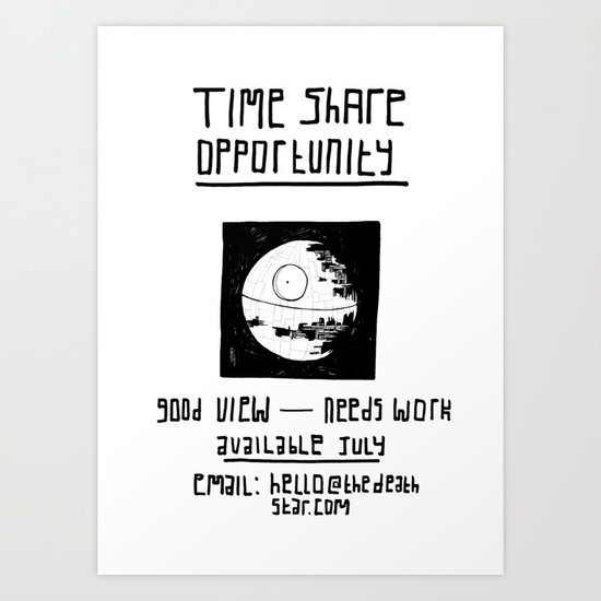 Black Death Star 'Time Share' digital print Art Print