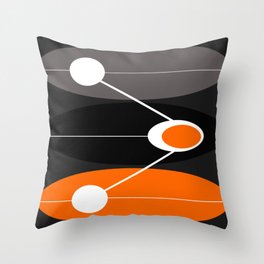 Orange, black, and gray Mid Century Modern Print Throw Pillow