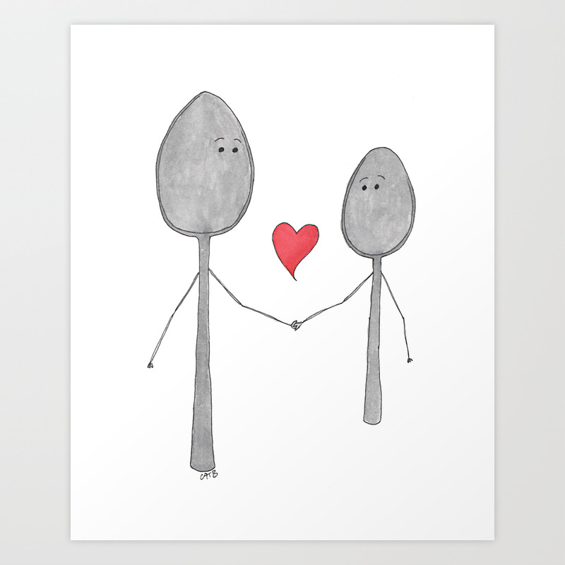 Big Spoon Little Spoon Art Print By Catbaldwin Society6