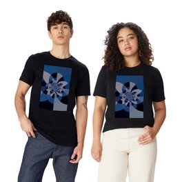 Shades of Classic Blue & Gray Kaleidoscope Mandala T Shirt