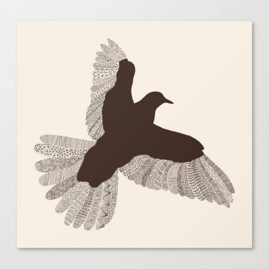 Bird (On Beige) Canvas Print