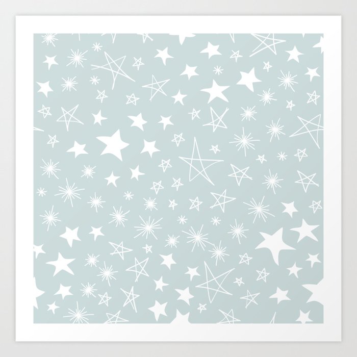 All the Stars pattern blue Art Print