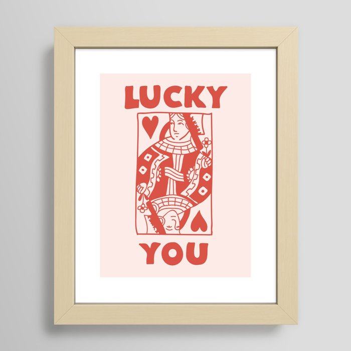 Lucky You - Queen of Hearts - Red Framed Art Print