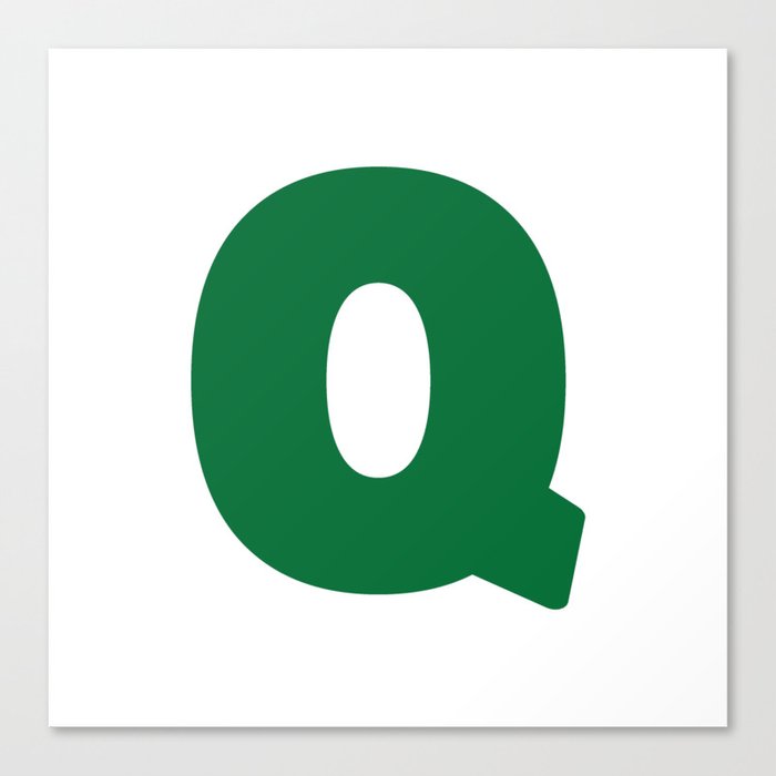 Q (Olive & White Letter) Canvas Print