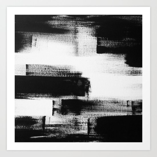 No. 85 Modern abstract black and white painting Art Print