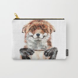 " Morning fox " Red fox with her morning coffee Carry-All Pouch