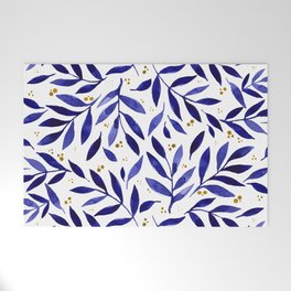 Pretty watercolor branches - blue and yellow Welcome Mat