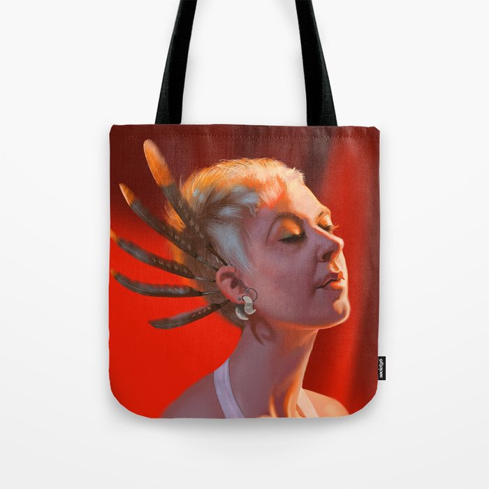 Head study with feathers Tote Bag