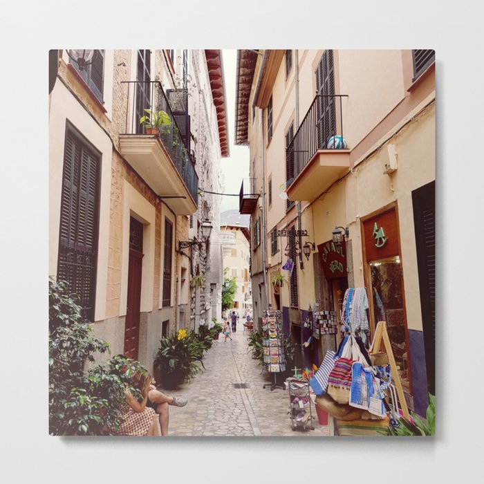 Spain Photography - Narrow Street With Apartments Metal Print