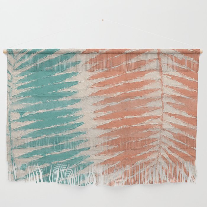 Tropical Fern Peach and Teal Wall Hanging