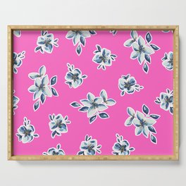 Pink Flowers Serving Tray