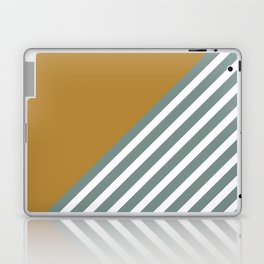 Geometric Art Color Block and Stripes Yellow, Teal Green and White Laptop Skin