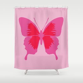 Simple Cute Pink and Red Butterfly - Preppy Aesthetic Shower Curtain