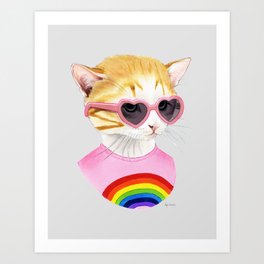 Rainbow Kitten Art Art Print