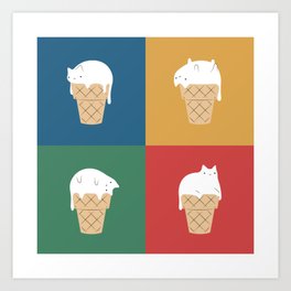 Cat Ice Cream 2x2 Art Print