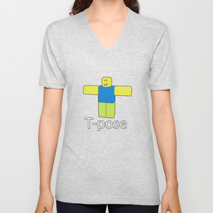 Roblox Noob T Poze Unisex V Neck By Devotchicken Society6 - what does roblox noob look like