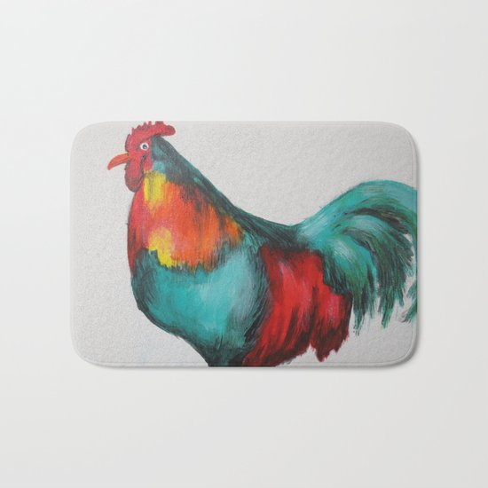 Colorful Rooster Bath Mat