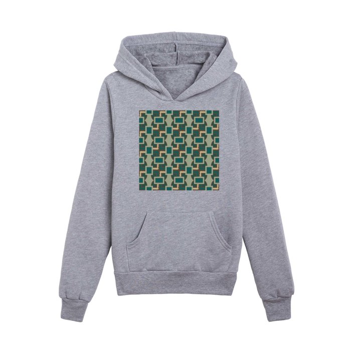 Abstract Geometric Teal Blocks Kids Pullover Hoodie