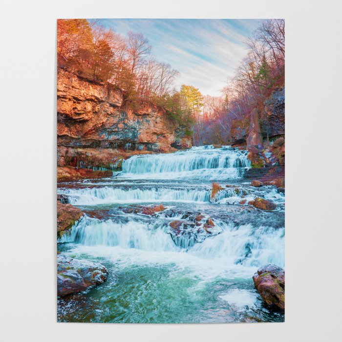 Colorful Waterfall | Long Exposure and Travel Photography Poster