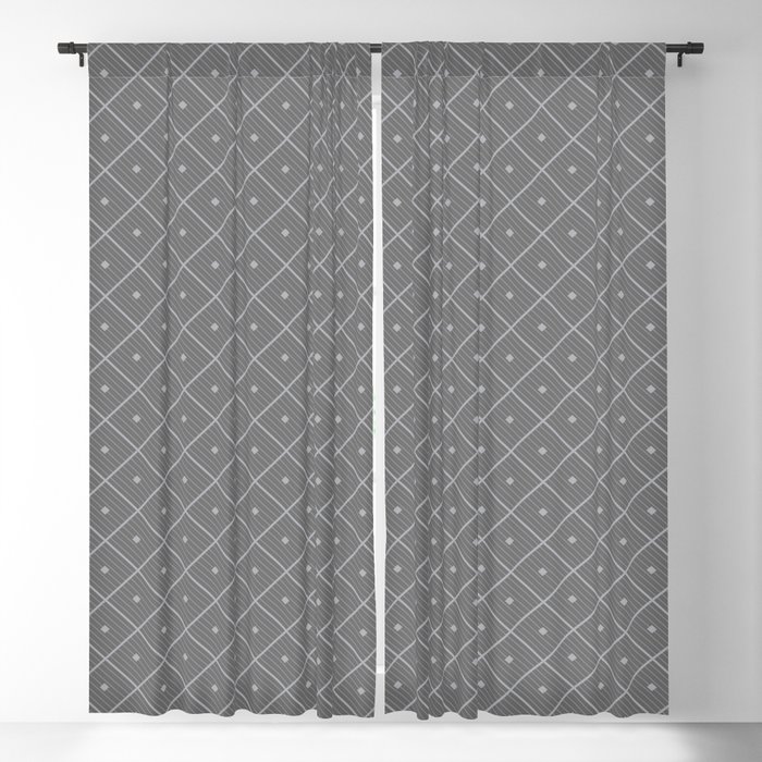 Harlequin Diamond Grid and Stripes Gray Grey Blackout Curtain