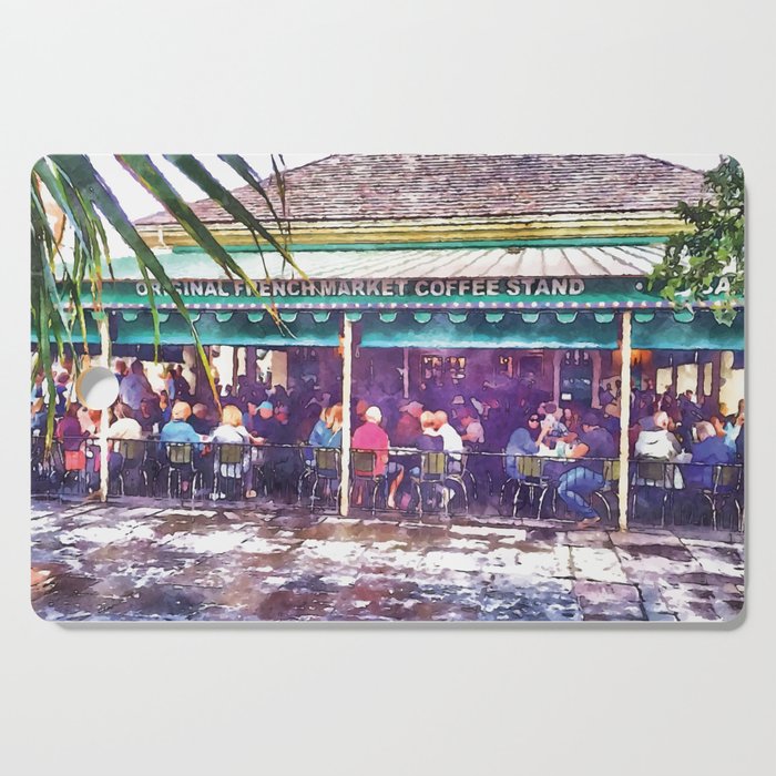 Coffee and Beignets in New Orleans Watercolor Cutting Board
