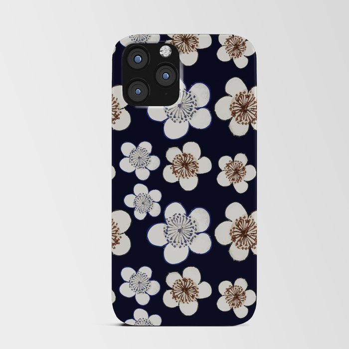 Japanese Kamon Collection Navy Blue Flower Pattern iPhone Card Case