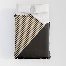 Black, yellow and white stripes design Duvet Cover