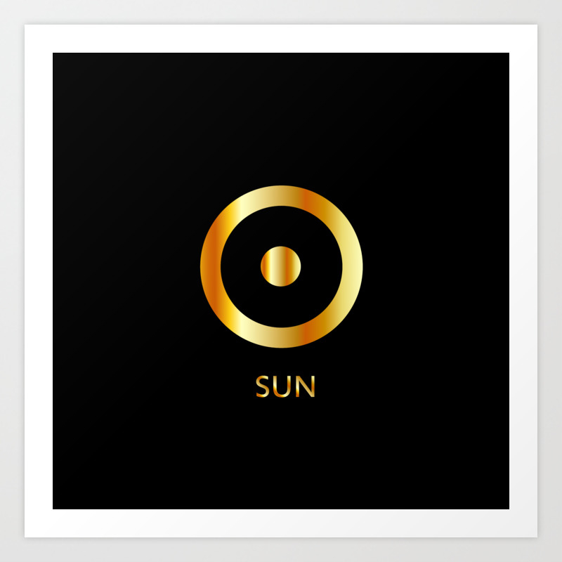 Zodiac and astrology symbol of the planet Sun in gold colors ...