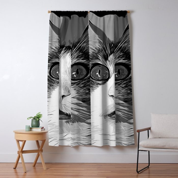 Norwegian Forest Cat Omg Vector Art Black White Blackout Curtain