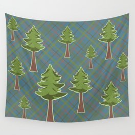 Trees on Plaid Wall Tapestry