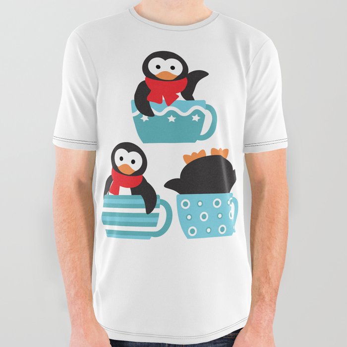 Trio coffee penguins 2 All Over Graphic Tee