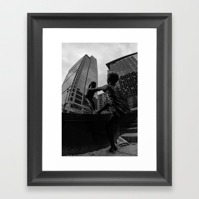 Help Eachother Black and White Framed Art Print