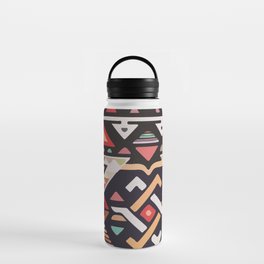 Geometric native Aztec pattern tribal style native tribal background bold colors mexican design Water Bottle