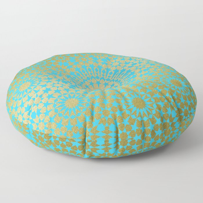 Moroccan Nights - Gold Teal Mandala Pattern 1 - Mix & Match with Simplicity of Life Floor Pillow