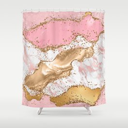 Pink And Gold Marble Ocean Waves Landscapes  Shower Curtain