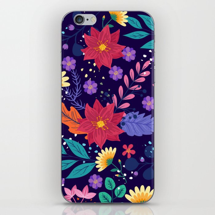 Organic flat abstract floral pattern iPhone Skin