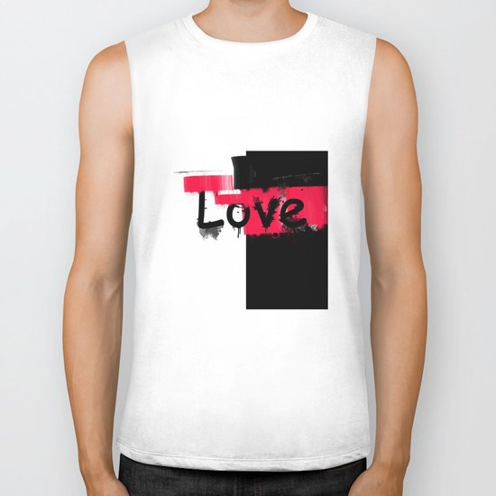 Black and red white pattern Love . Biker Tank