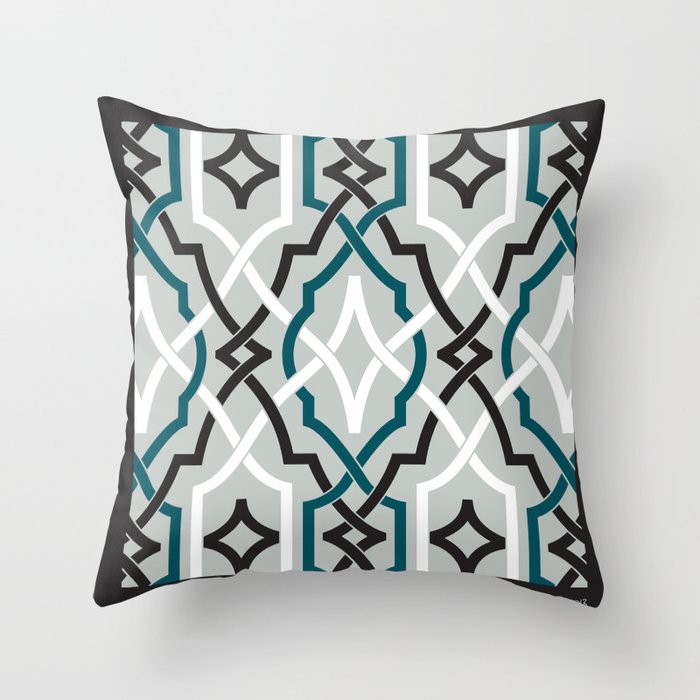 grey and turquoise pillows