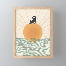 Good Morning Meow 7 Sunny Day Ocean  Framed Mini Art Print