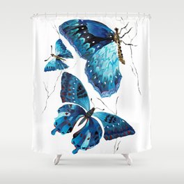 Aesthetic blue butterflies Shower Curtain