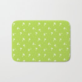 Apple Green And White Doodle Palm Tree Pattern Bath Mat