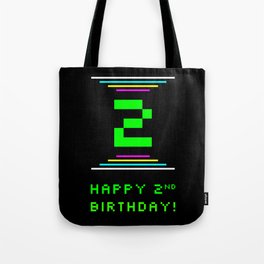 [ Thumbnail: 2nd Birthday - Nerdy Geeky Pixelated 8-Bit Computing Graphics Inspired Look Tote Bag ]